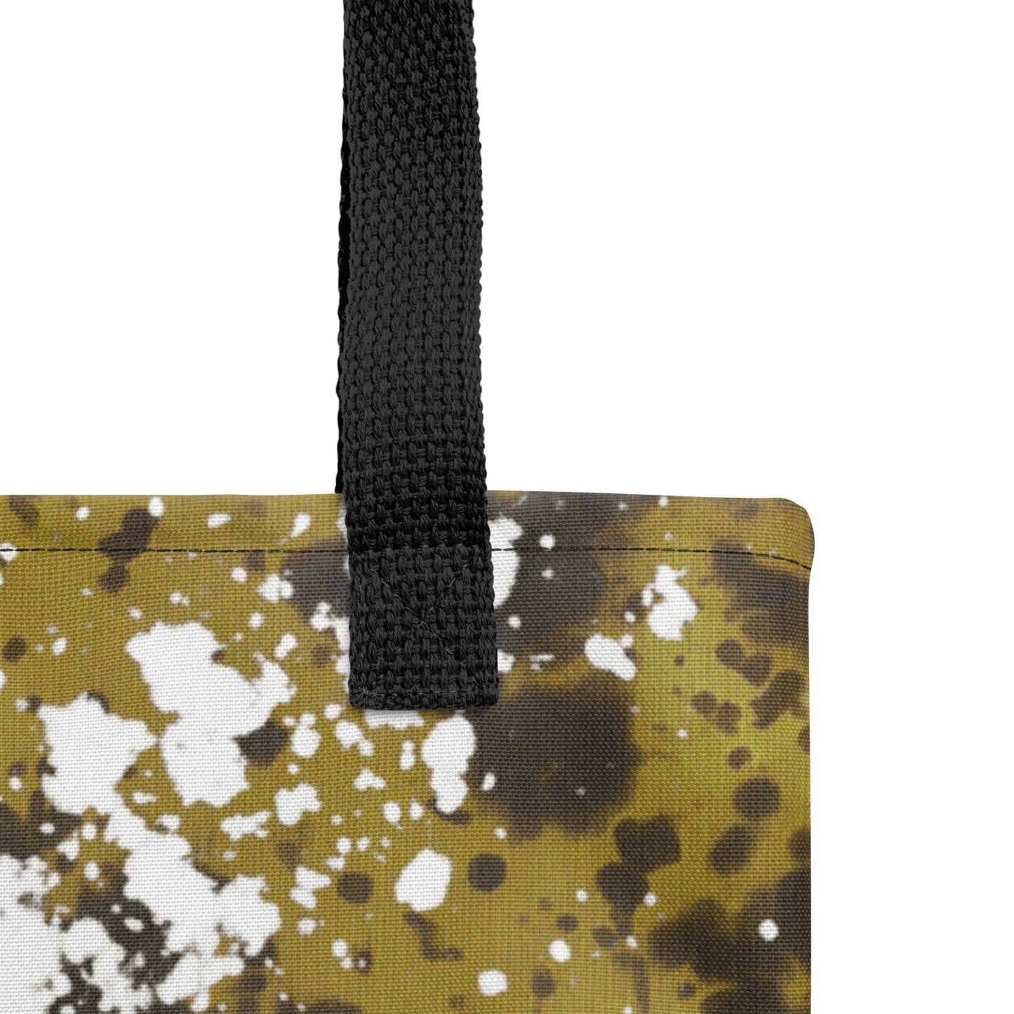 Stylish nature-themed tote bag with moss green base and white artistic detailing. Shop at TASHAU.