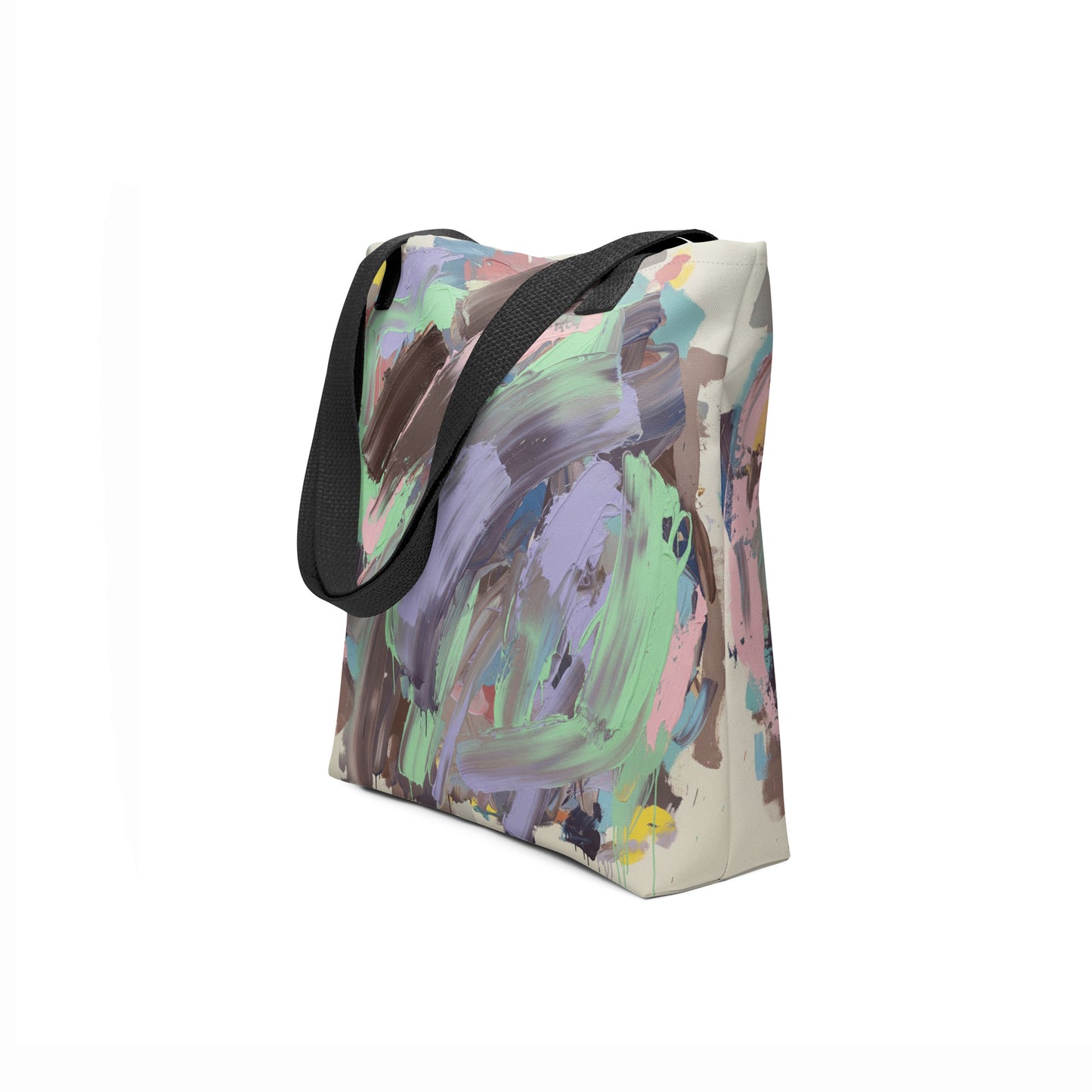 Stylish everyday tote bag with hand-painted pastel effect - perfect for casual outfits, goody bags, and artsy gifting.