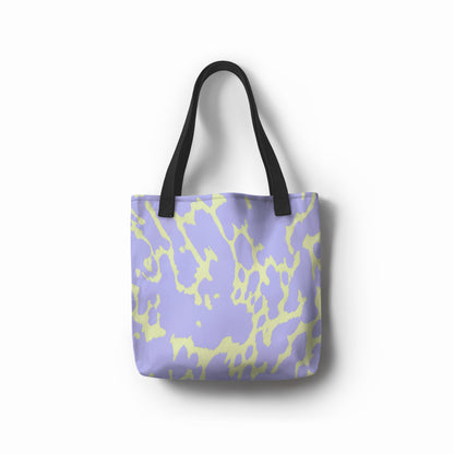 Abstract blue and mint tote bag made from eco-friendly canvas by TASHAU.