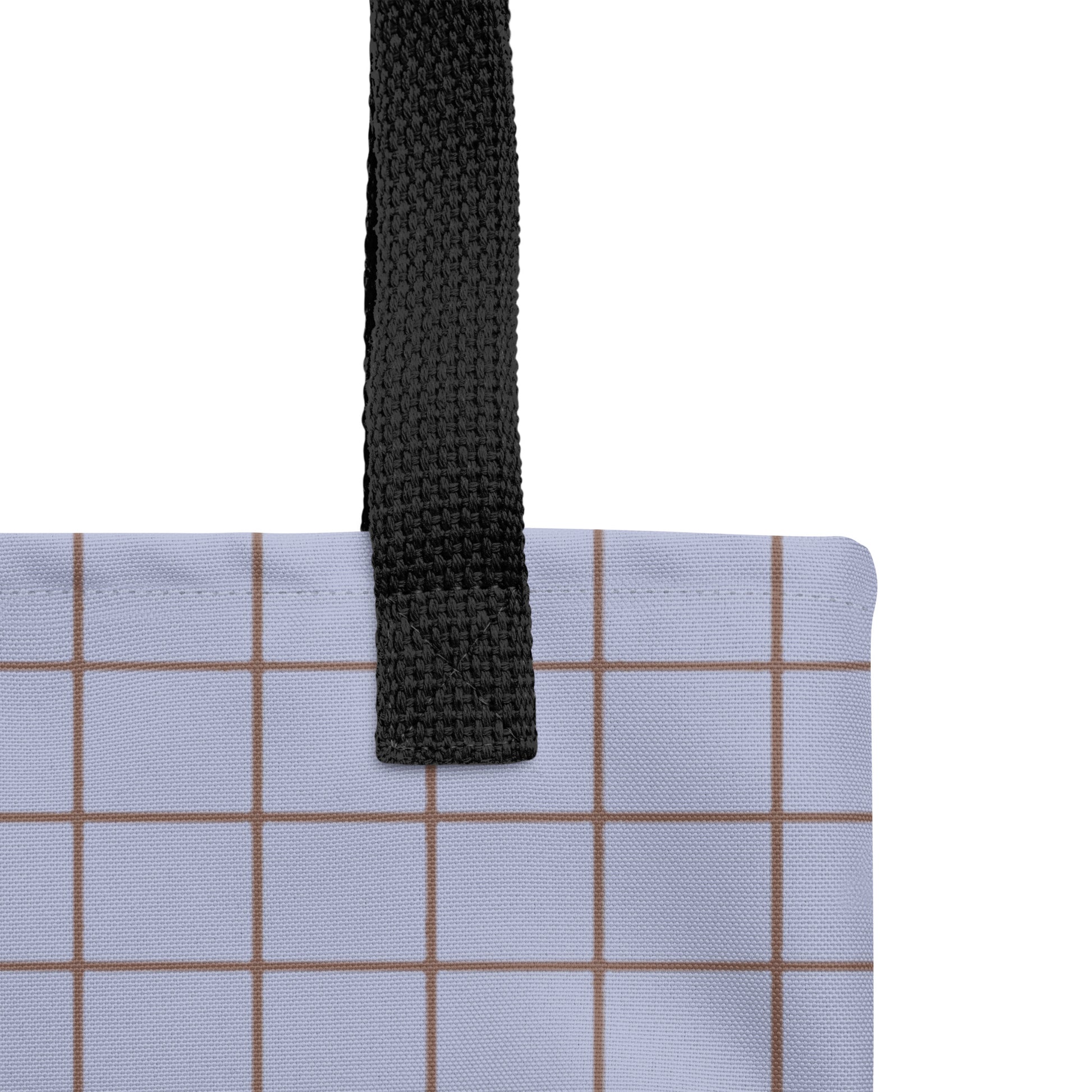 Stylish reusable tote bag in lilac grid design, TASHAU collection.