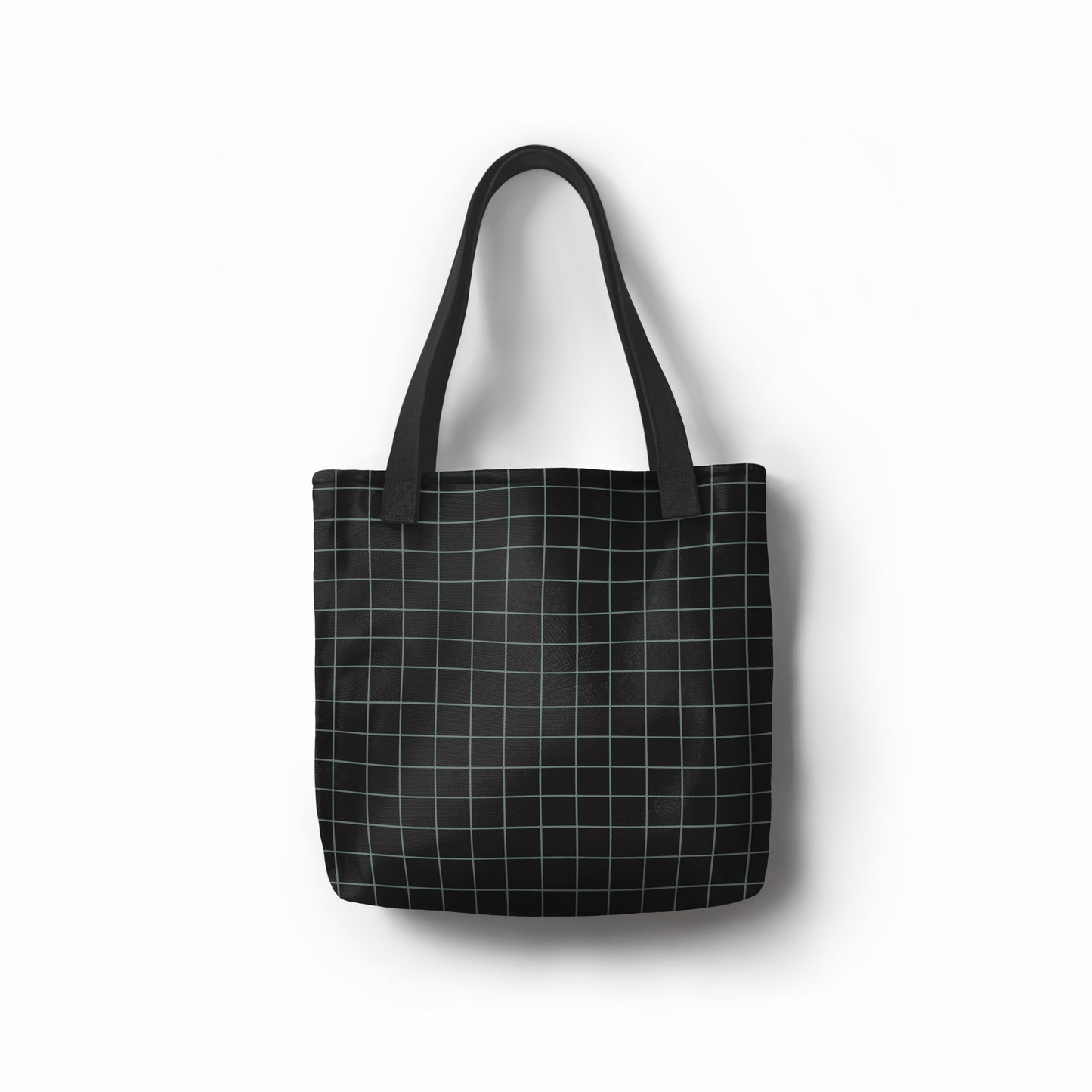 Minimalist black and blue gridline canvas tote bag by TASHAU.