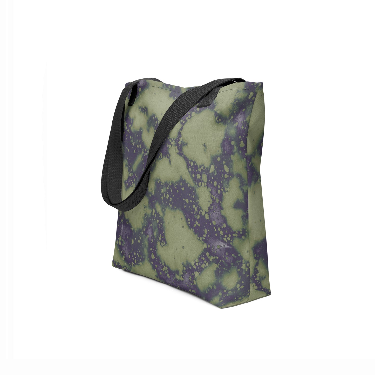 Designer unisex tote bag Verdant Shadow in rustic green and dark blue by TASHAU.