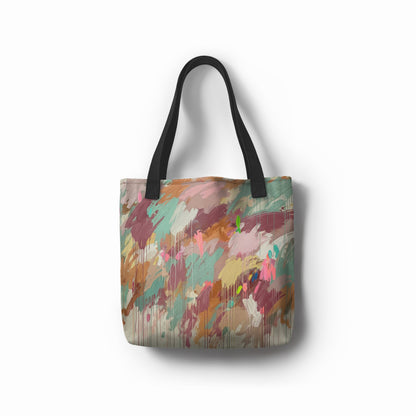 Tashau's mint and brown Cheerful Brush tote bag, perfect for versatile everyday use.