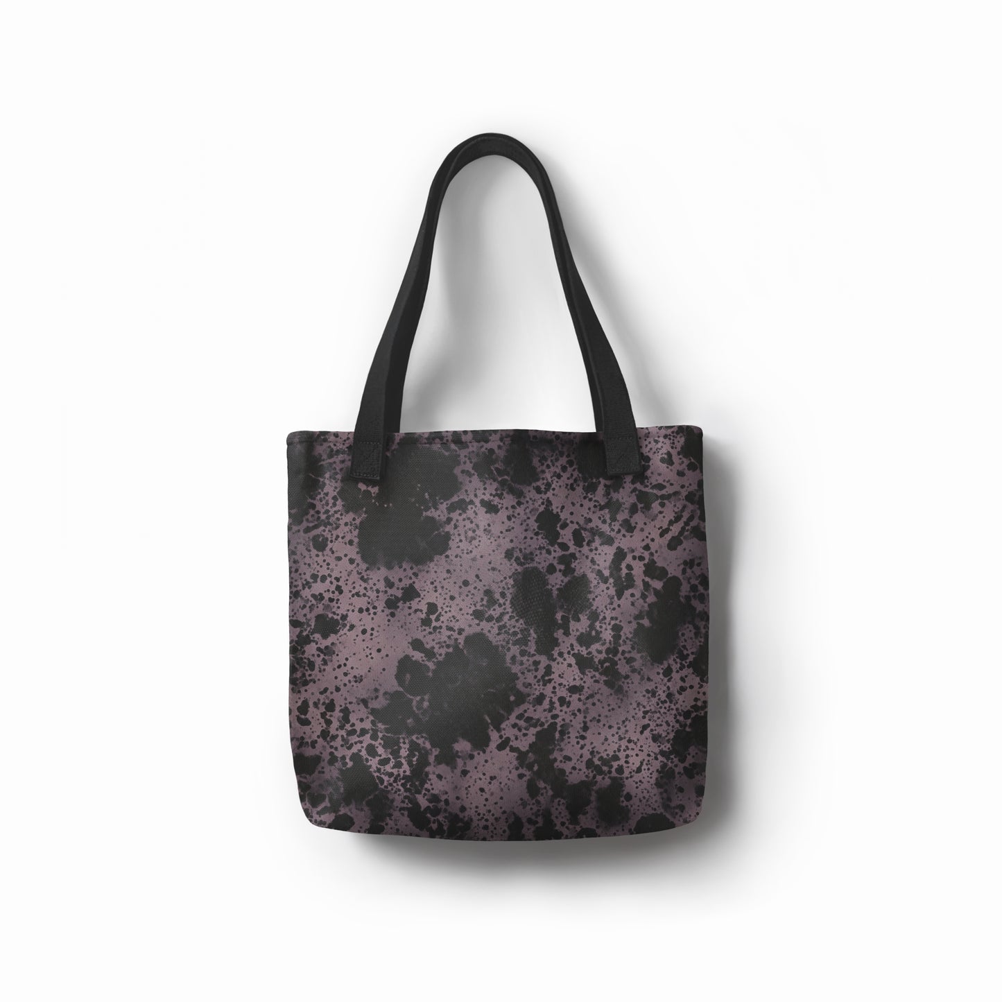 Eco-friendly canvas shopper tote bag with moody charcoal and dusty lavender print by TASHAU.