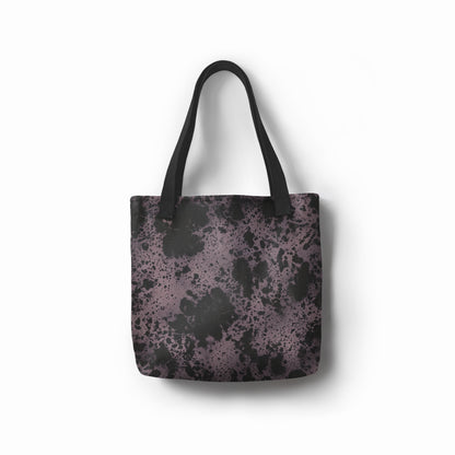 Eco-friendly canvas shopper tote bag with moody charcoal and dusty lavender print by TASHAU.