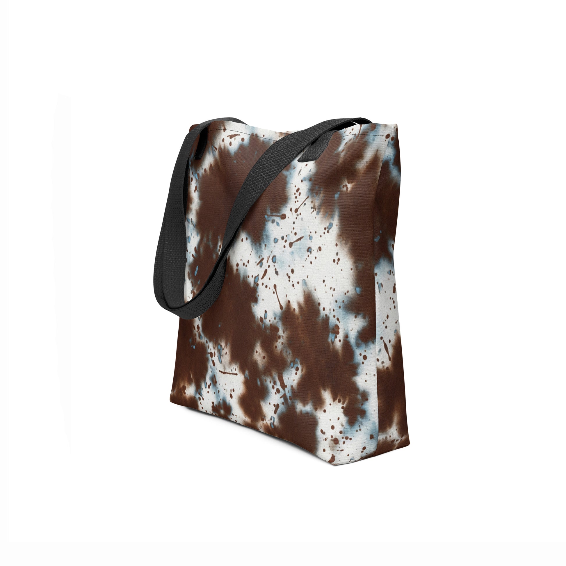 Unique artistic tote bag with natural stone-inspired brown and white print by TASHAU.