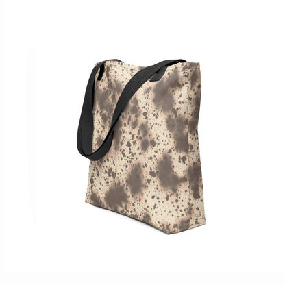 Side angle of Artistic, handmade, and eco-friendly canvas shopper tote by TASHAU.
