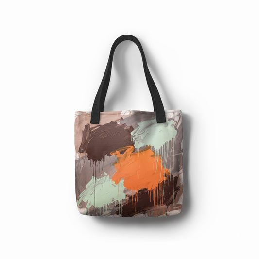 TASHAU Amber Woods tote bag in chestnut brown with warm reddish undertones, elegant and versatile.