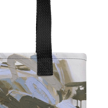 Unique tote bag design inspired by flowing water and polished stones.