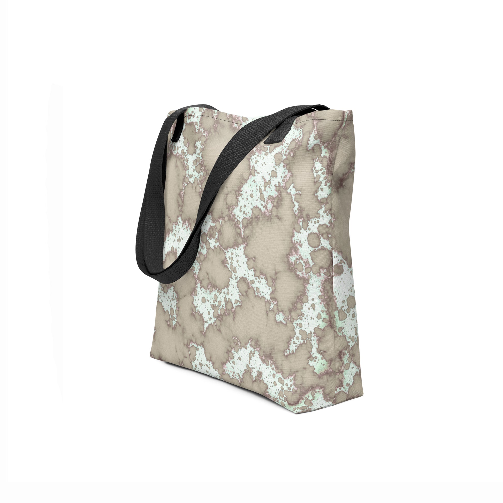Artistic tote bag in muted white and gray design – TASHAU Silver Grove durable and stylish shopper bag.