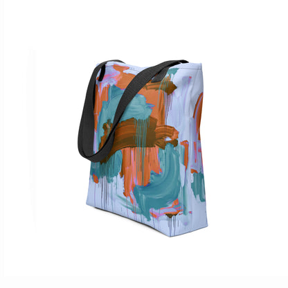Handcrafted eco tote bag with expressive brushstroke pattern by TASHAU.