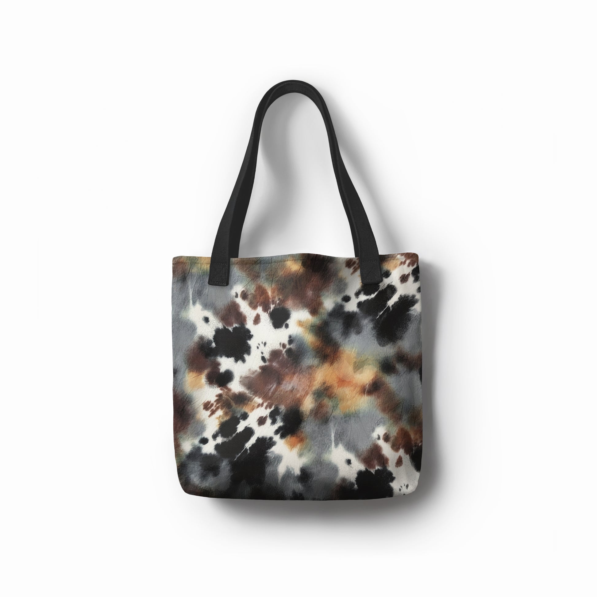 TASHAU Caramel Jasper tote bag with anthracite and smoky stone-inspired pattern.