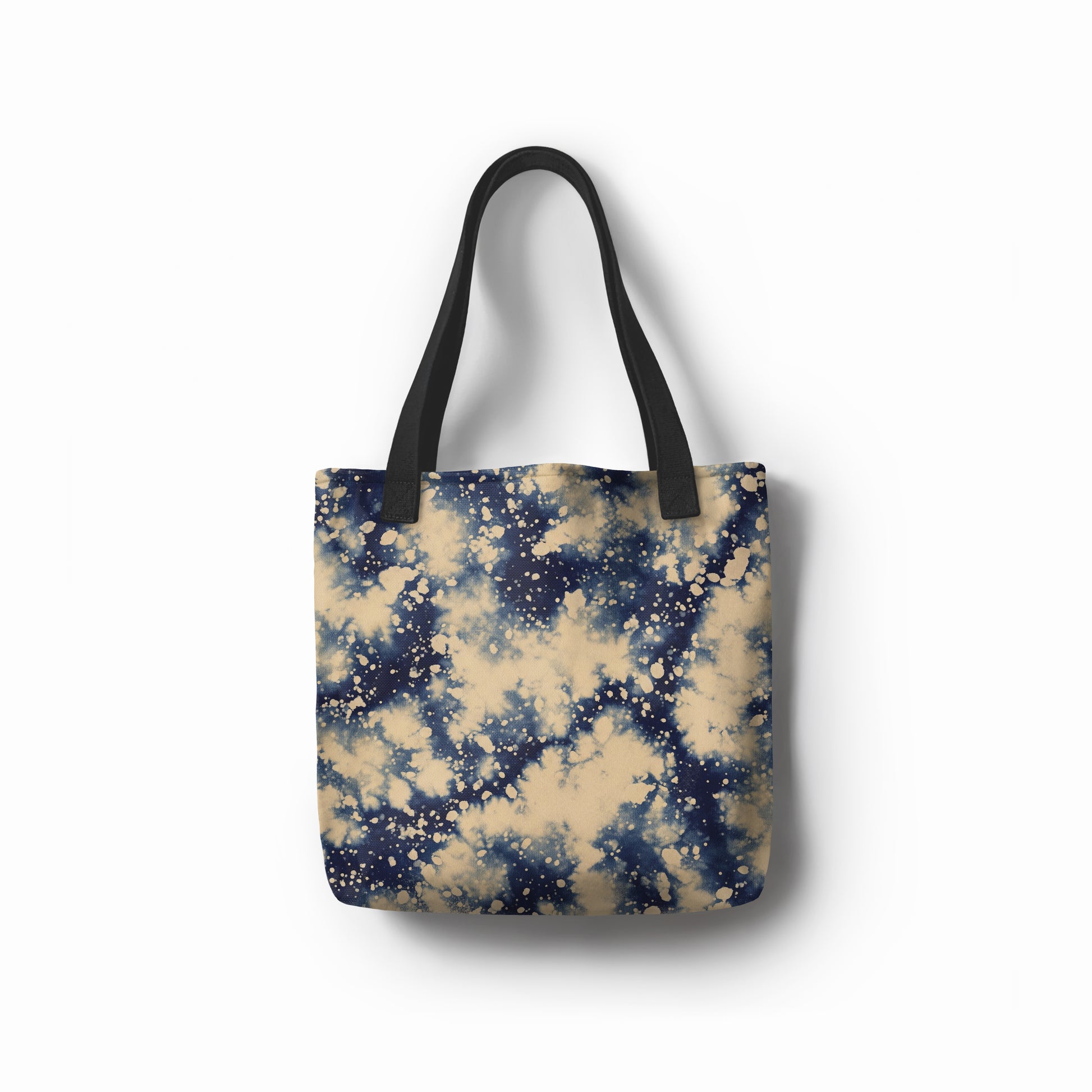 Desert Nightfall beach tote bag design in deep navy blue and sandy beige – durable canvas shopper for everyday use or seaside style.