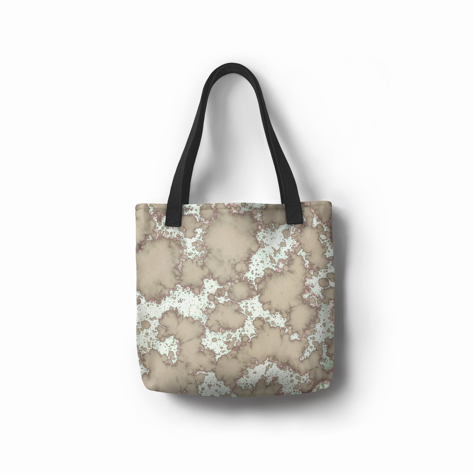 Eco-friendly tote bag by TASHAU in artistic white and gray mist tones – perfect daily essentials.