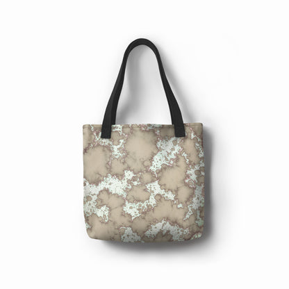 Eco-friendly tote bag by TASHAU in artistic white and gray mist tones – perfect daily essentials.