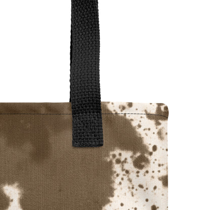 Close-up of an Earthstone Whisper artistic tote – neutral eco-friendly canvas bag. Designed by TASHAU.