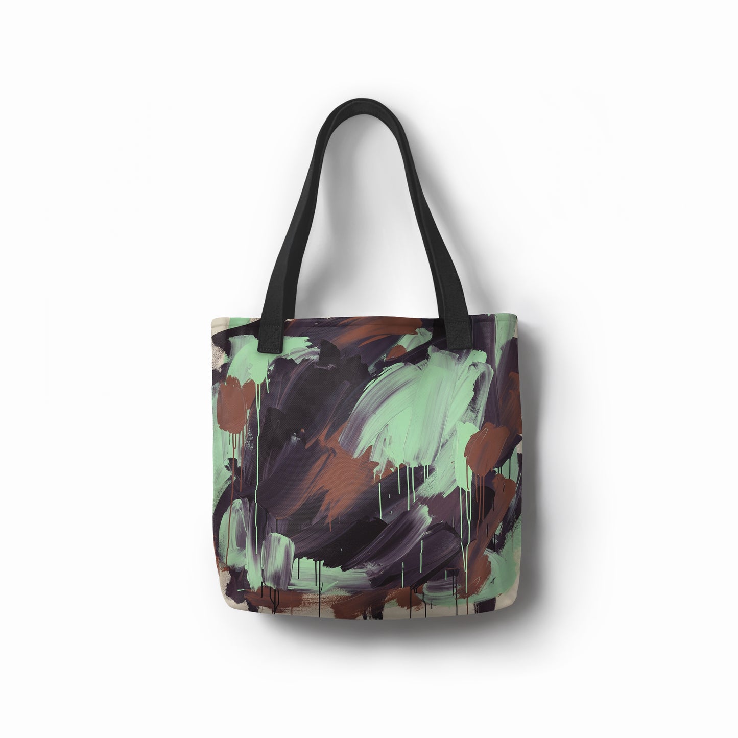Eco-friendly canvas tote featuring earthy abstract painting design by TASHAU.