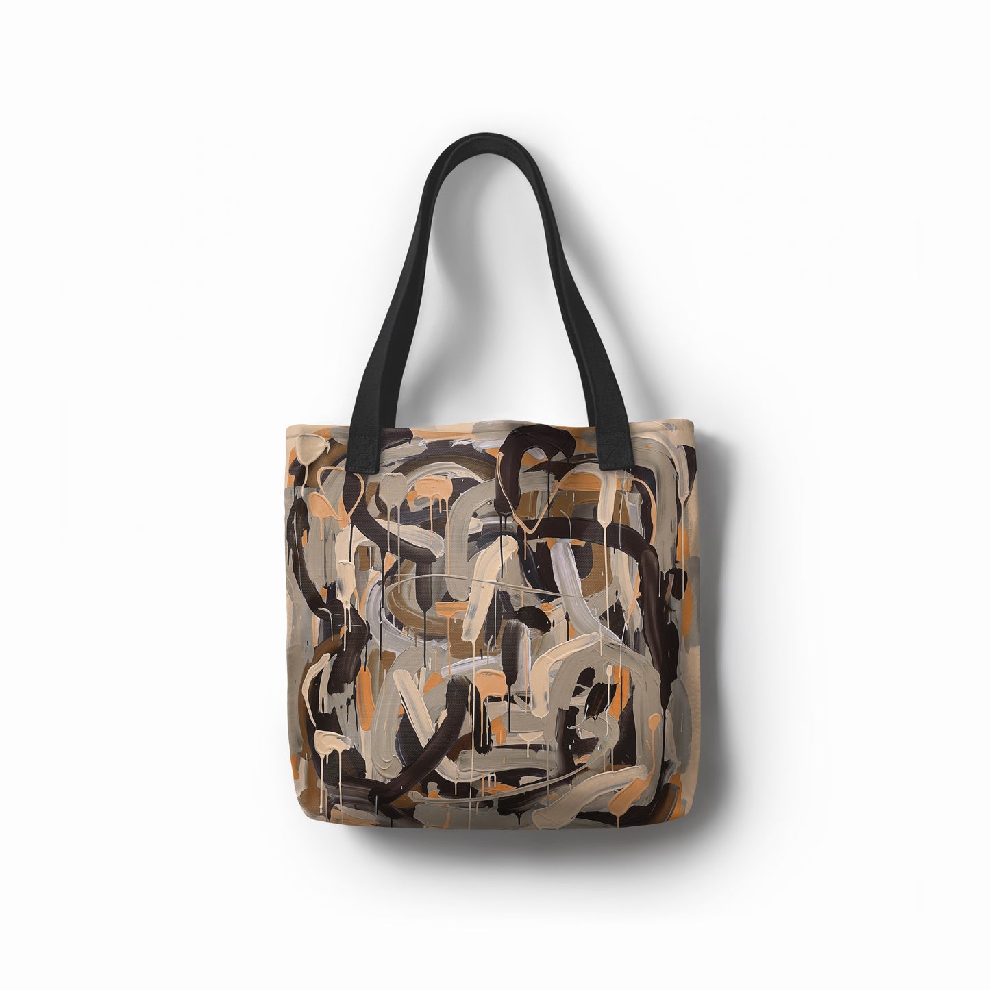 TASHAU Light Mottled Copper tote bag with beige and bronze brushstrokes.