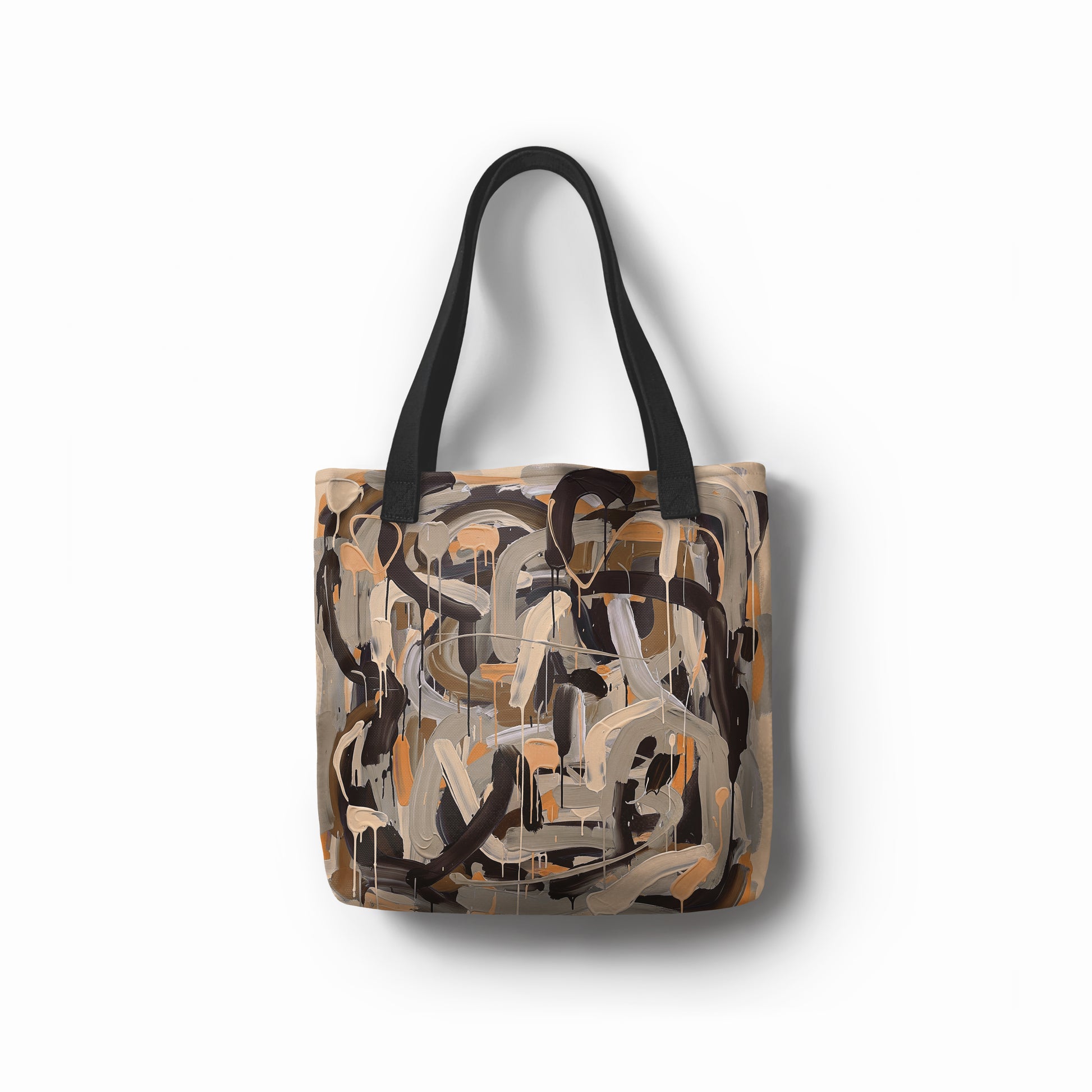 TASHAU Light Mottled Copper tote bag with beige and bronze brushstrokes.