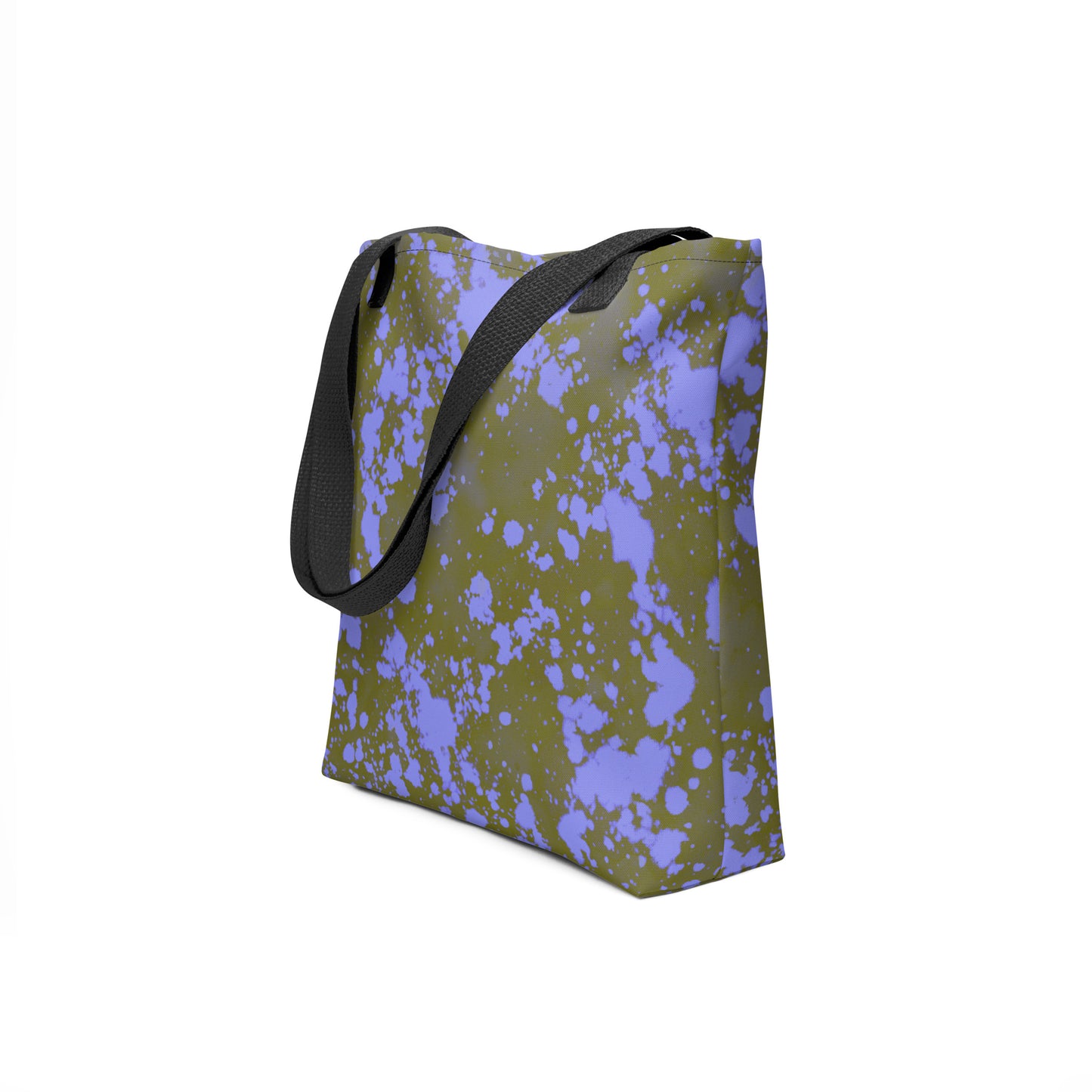 Durable canvas tote bag in olive green with lilac accents designed by TASHAU.