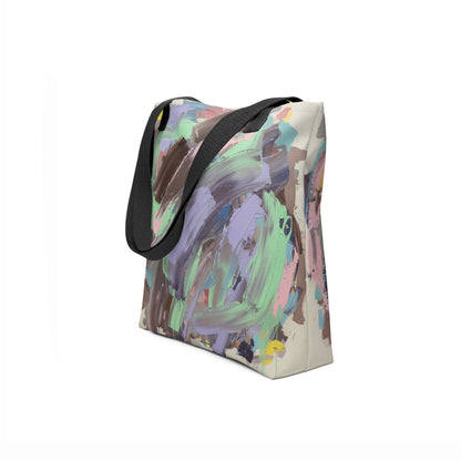 Stylish everyday tote bag with hand-painted pastel effect - perfect for casual outfits, goody bags, and artsy gifting.