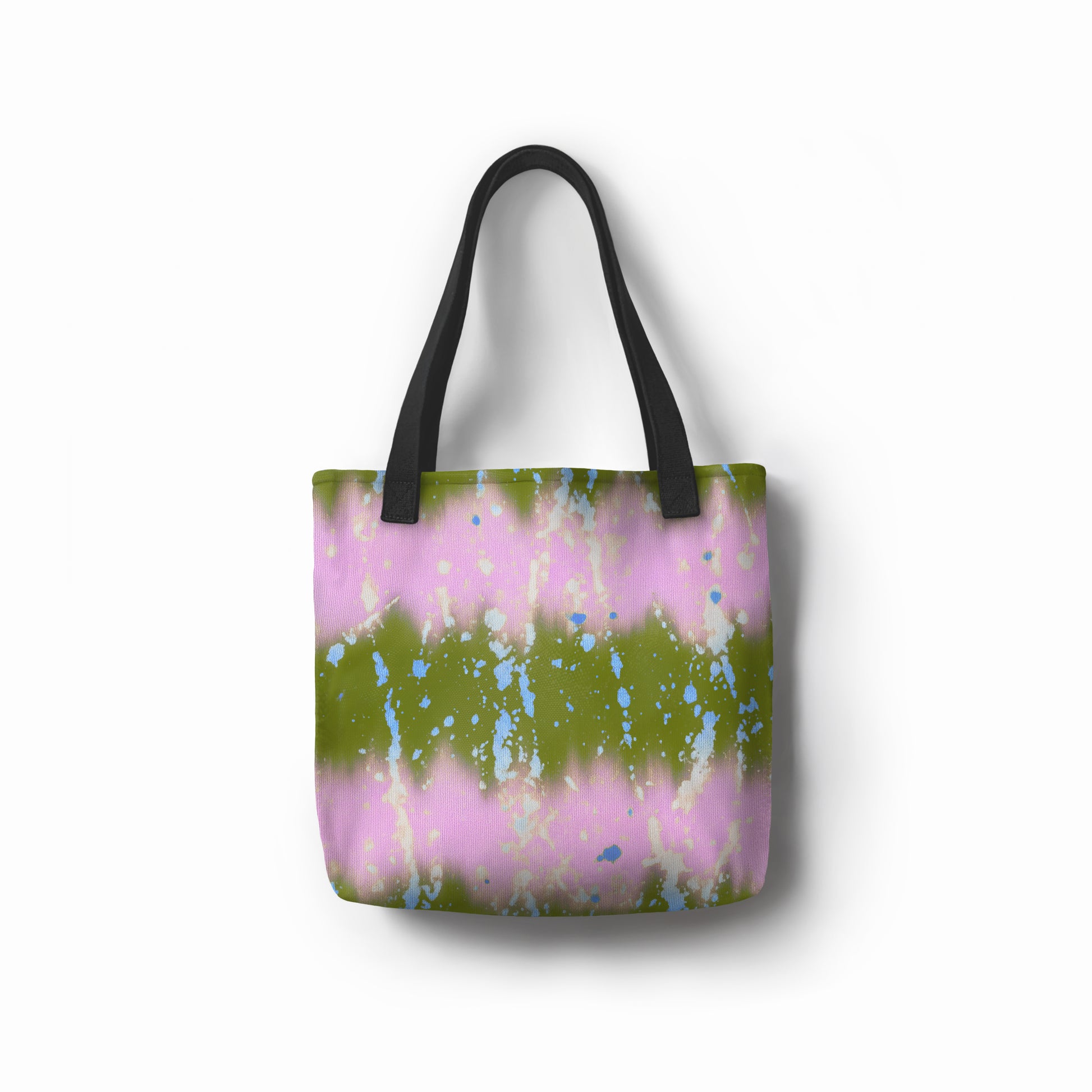 Pastel tote bag gift for her – stylish pink and green shopper with artistic pattern by TASHAU.