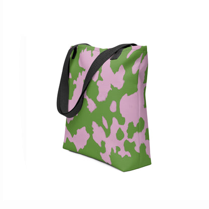 Eco-friendly tote bag with bold pastel fruit tones, Raspberry Lime design by TASHAU.