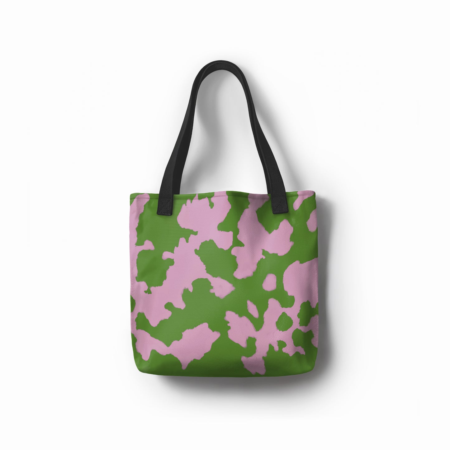 TASHAU Raspberry Lime tote bag in playful pastel green and pink with fruity abstract tones.