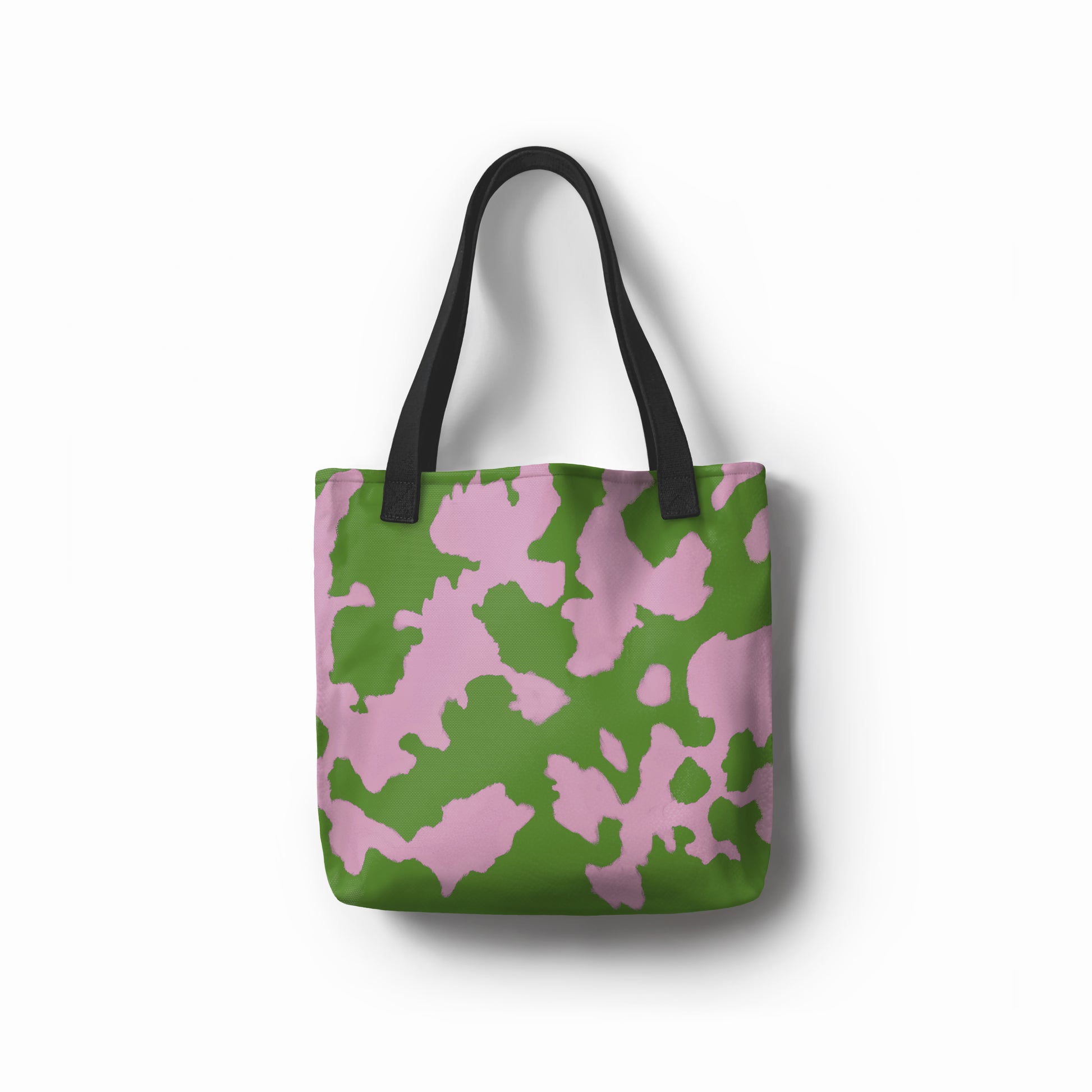 TASHAU Raspberry Lime tote bag in playful pastel green and pink with fruity abstract tones.