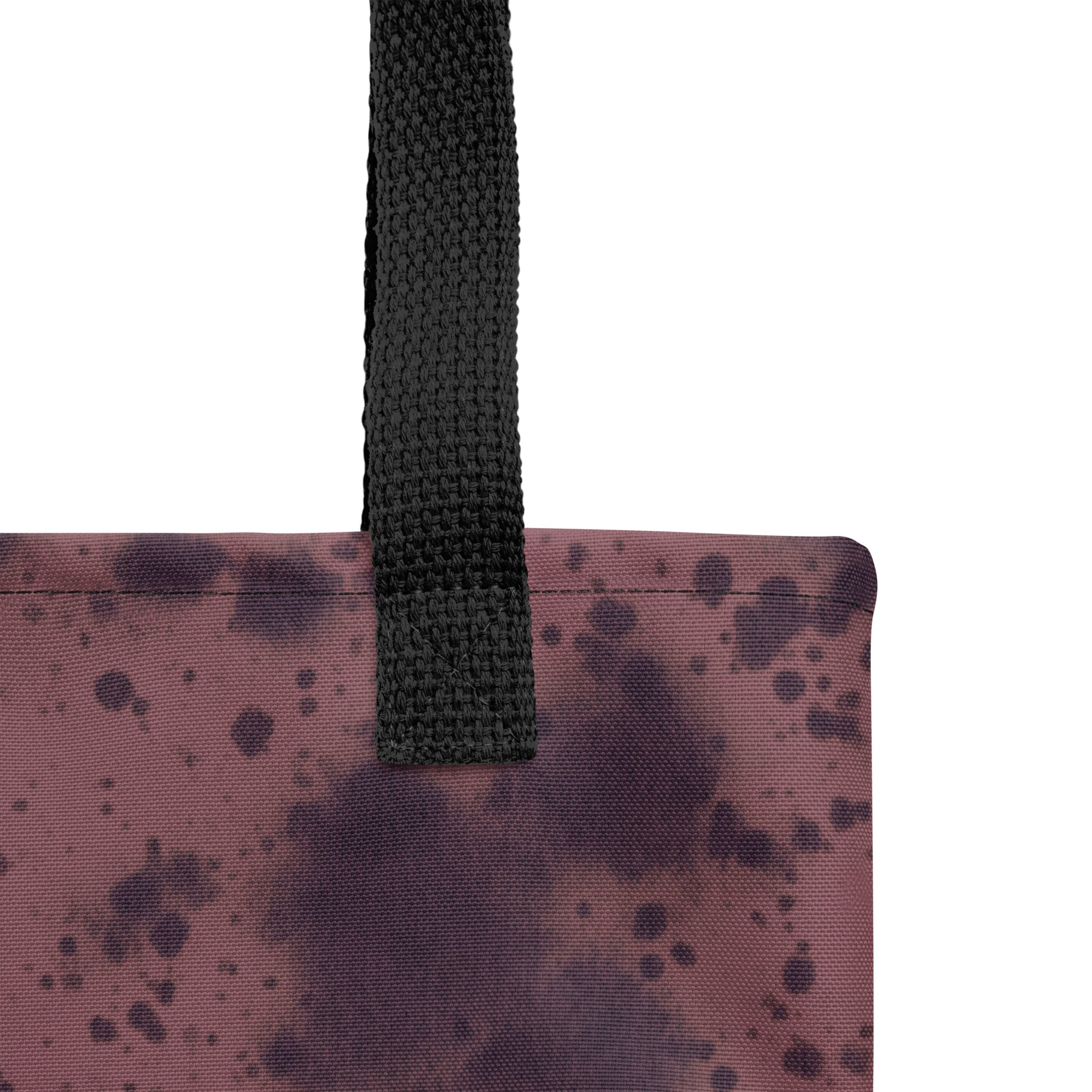 TASHAU durable canvas tote bag in deep brown and shadow black.