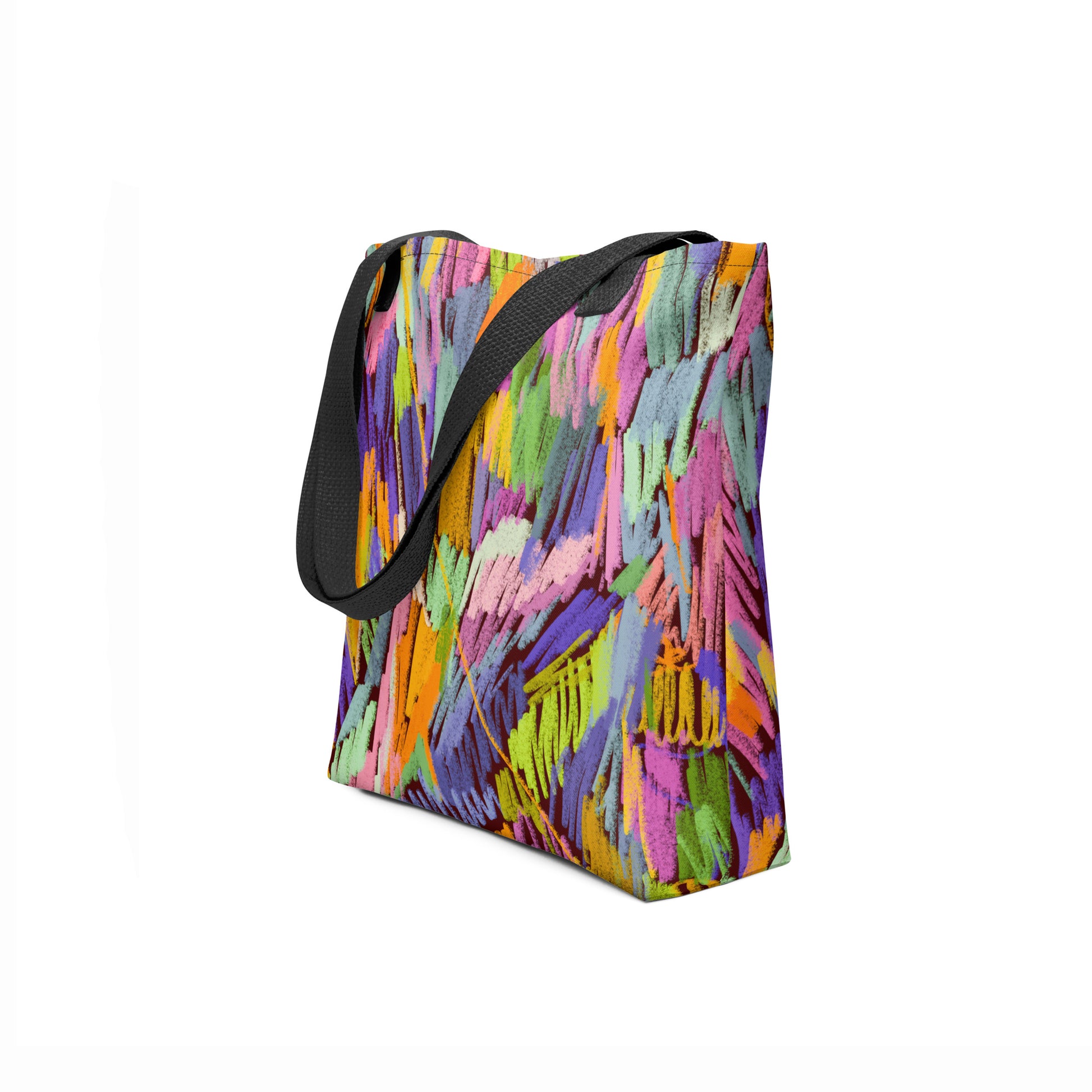 Durable everyday tote bag with vivid multicolor artistic pattern – TASHAU accessory.