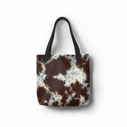 Durable eco-friendly canvas shopper tote with earthy abstract design by TASHAU.